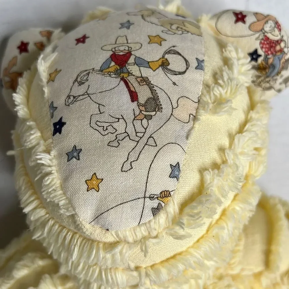 Vintage Chenille Teddy Bear with Cowboys & Stars